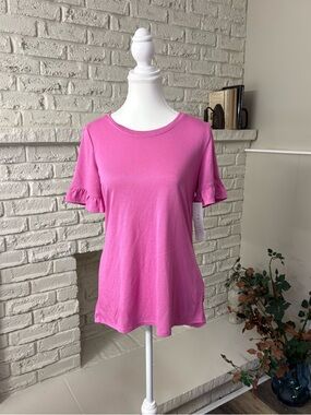 Tribal Pink Ruffle Sleeve Short Sleeve Tee Size Small